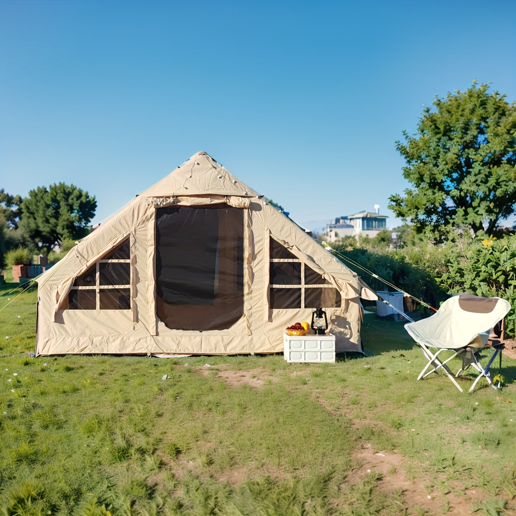 AISUNSS Inflatable Camping Tent for 4-6 Person, Easy Setup High Quality Outdoor Oxford Tents with Pump, Self-Supporting Structure Inflatable House Tent, Cabin Tent with Mesh Windows & Doors