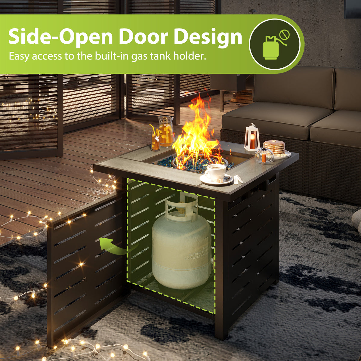 Propane Fire Pit Table for Dining and Outdoor Heat in 28 40 or 44 Inch Sizes – 50000 BTU Output