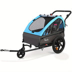 MOJAY Bike Trailer for Kids, 2in 1 Canopy Carrier Converts to Stroller Suitable for 1 to 2 Kids, 12+ Months, Quick Attach to Bike, Foldable, with 5-Point Harness And Storage Bags
