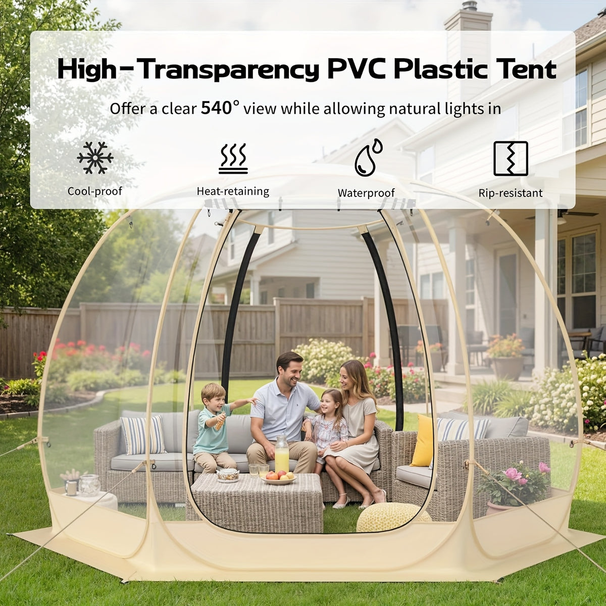 Pop Up Bubble Tent, Instant Igloo Tent Suitable for 4-6 People, Screen House for Patios, Cold