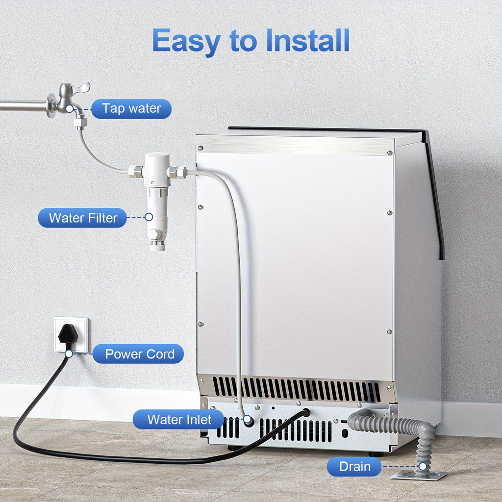 Large Ice Maker, 66Lbs/ 80Lbs/ 100Lbs Commercial Ice Maker, 24 Hour Timer, Self Cleaning Under Ice Machine, Automatic Full Ice Stop, Adjustable Ice Thickness And Ice Making Time, Suitable for Restaurants, Hospitals, Bars, Cafes, Laboratories