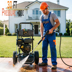BLUBERY 3500 PSI Cold Water Gas Pressure Washer, 2.6 GPM Pressure Washer, 30Ft Pressure Hose, Black, Without Battery