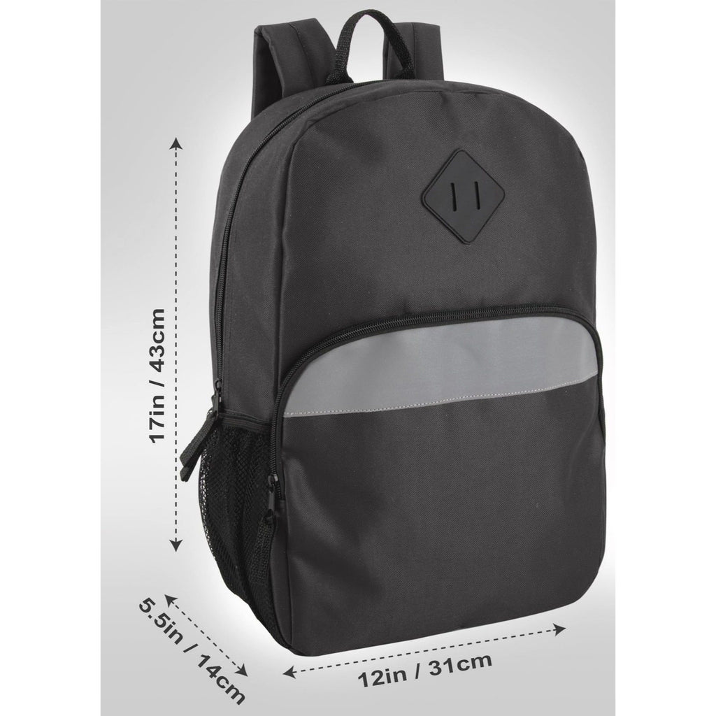 Trailmaker (24 Pack) 17" Backpack – Reflective School Backpack with Padded Straps, Water Bottle Pockets for Kids & Adults, School Travel Camp