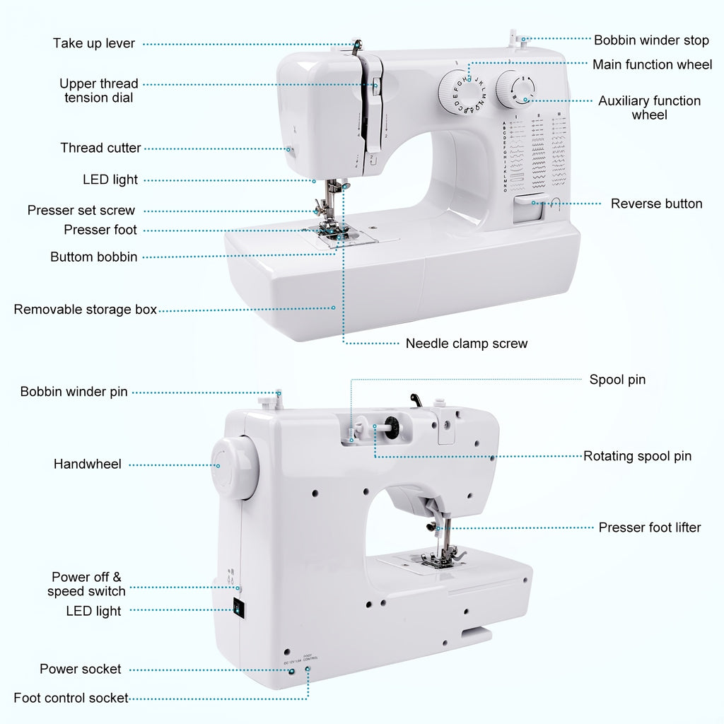 Electric Sewing Machine, 818 Mini Electric Sewing Machine 45 Stitches Household Multifunctional Sewing Machine US Plug