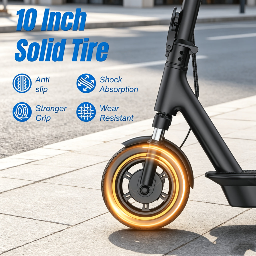 [Electric Scooter] AOVOPRO Folding Adult Electric Scooter, 500W Brushless Motor, 10" Tires, 3-Speed Settings, 21-28 Miles Range, Dual Suspension Dual Shock Absorption And Smart APP Control, Installed Safety Bell, 350 LBS Max Load