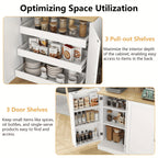 71-Inch Tall Kitchen Pantry Cabinet Featuring Three Pull-Out Drawers, Spacious Storage with Hutch And Door Shelves, And a Pantry Organizer That Includes a Microwave And Coffee Stand for The Dining Area, in White