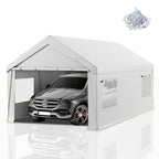 10x20ft Heavy Duty Carport Canopy with Removable Sidewalls, Portable Garage Tent with Roll-Up Windows & Doors, Car Port with All-Season Tarp for Cars, Boats, Trucks
