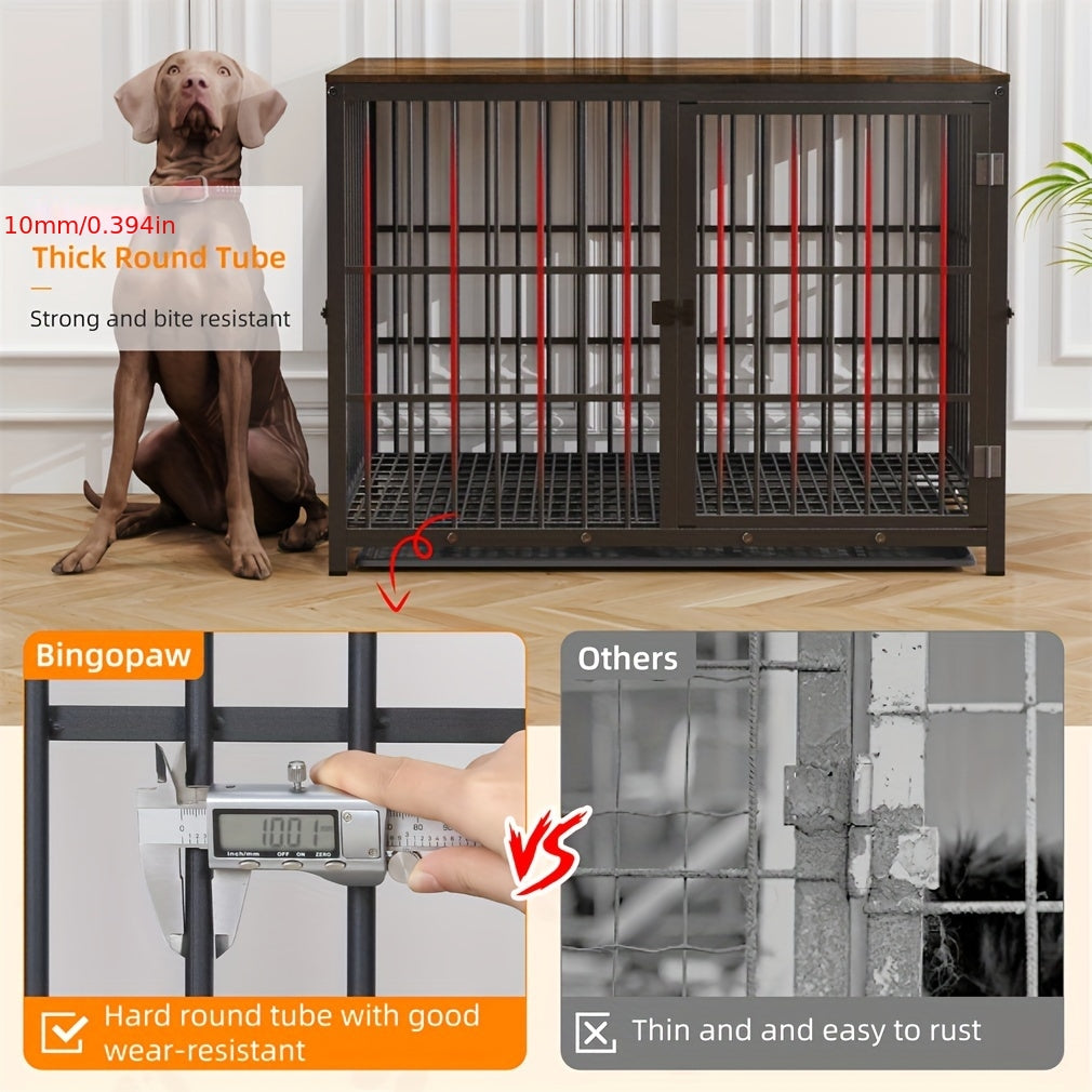 XL Large Dog Cage Heavy Duty Dog Crate Furniture, Unlimited Combinable Dog Kennel, Super Sturdy with Bottom Tray&3 Doors