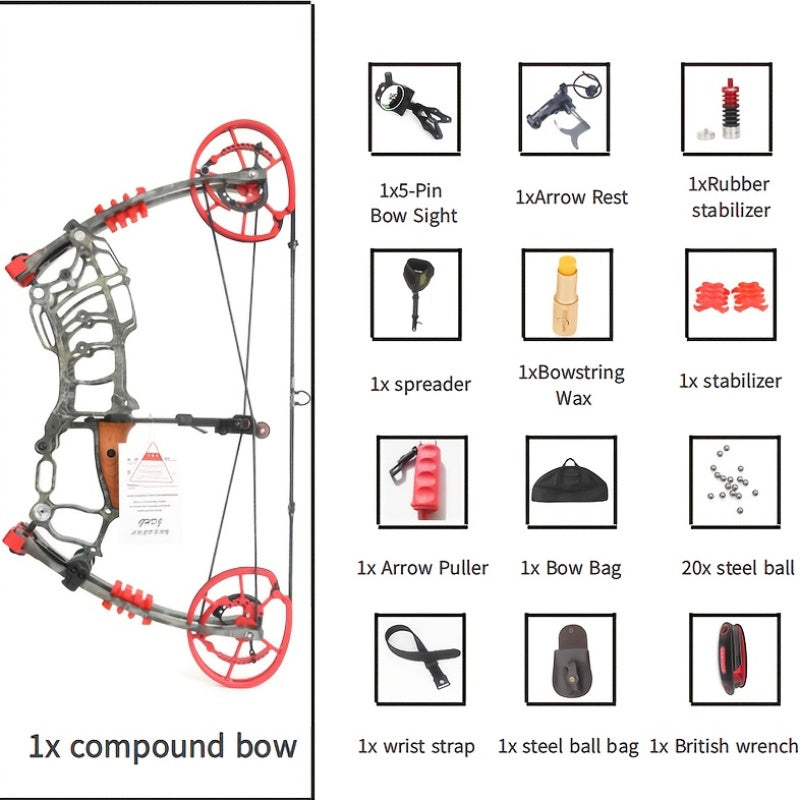 Dual Purpose Composite Bow Outdoor Archery Composite Bow Kit 30-60Lbs, Adjustable for Both Hands