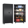 75-Inch Garage Storage Unit: Features 2 Doors, Wheels, 4 Adjustable Shelves, And a Lock. Ideal for Workshops, Homes, Or Offices. Sturdy And Easy to Move