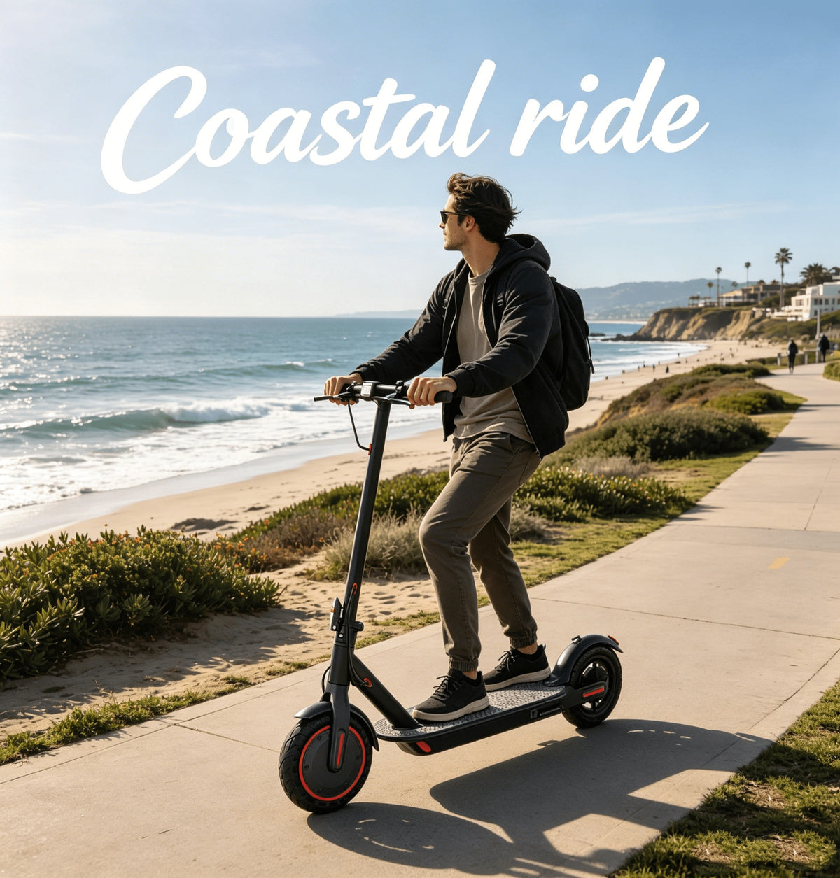 350W Motor Foldable Electric Scooter for Adults, 8.5 Inch Anti-Slip Solid Tyres, 19MPH Max Speed & 3 Speed Modes, New Upgraded Version with Reinforced Brake System, Stable Riding, Durable Aluminum Alloy Body, Ultra Comfortable Commuter E-Scooter