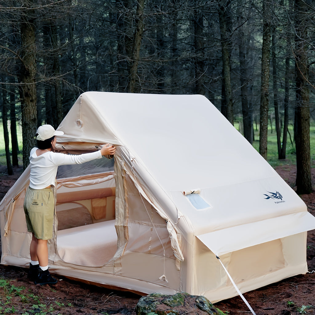 PAKICETUS Quick Setup Inflatable Camping Tent for 4-6 Person Family, Summer Glamping Inflatable House with Breathable Mesh And Quick Air-Flow, Suitable for All Seasons, Outdoor Camping, Hiking, And Backpacking