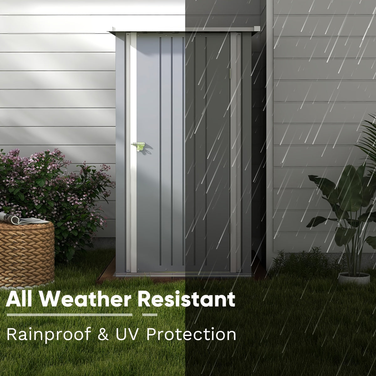 GUNJI Outdoor Storage Shed 3X 3FT Lockable Metal Garden Shed Steel Anti-Corrosion Storage House with Single Lockable Door for Backyard Outdoor Patio