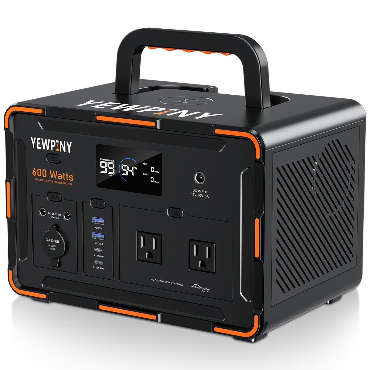 [Portable, Fast Charging] 300W/600W YEWPINY Portable Power Station, Featuring Fast Charging, 259Wh/599.4Wh Lithium-Ion Battery Solar Generator, 17,500mAh/27,000mAh High-Capacity Lithium-Ion Battery, Ideal for Home Use, Outdoor Trips, Camping, Hunting, and