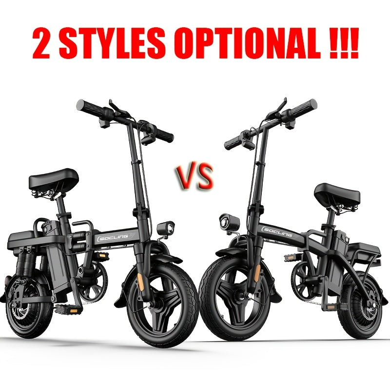 14" Lightweight And Foldable E-Bike, Max Load Capacity Of 330LBS, Rear Disc Brakes, 500W Motor, Up to 19.9MPH Speed, 6-hour Fast Charging, with Anti-theft Battery, Two Models Optional, for Commuting