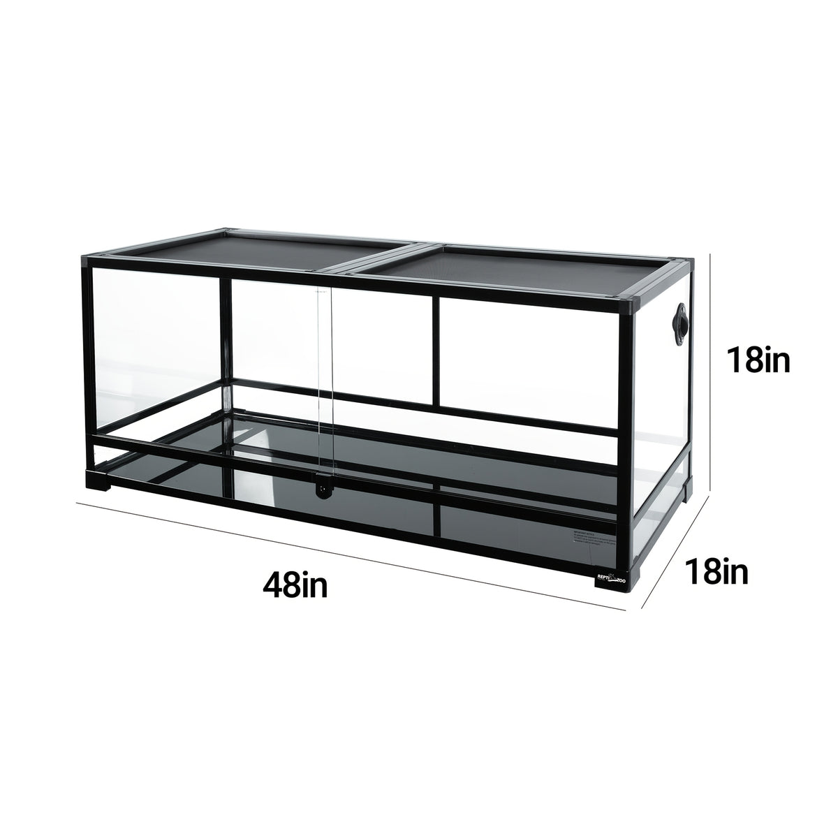 REPTI ZOO 64 Gallon Reptile Large Terrarium Upgrade Glass Front Opening Tank Sliding Door With Double Top Lid Reptile Terrarium About 48" X 18" X 18"