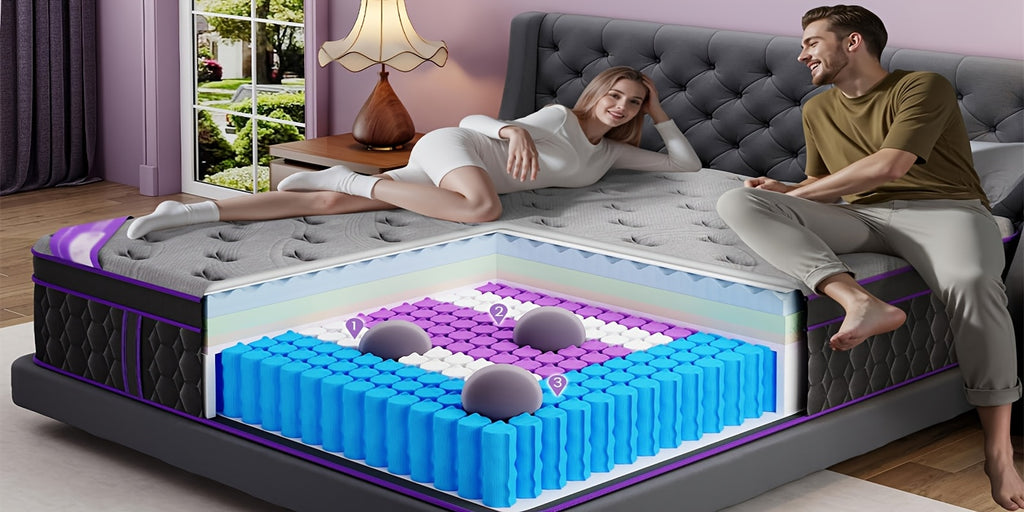 10/12-inch Extra-large, King, Queen, And Twin Mattresses Feature Ergonomic Design with A Blend Of Pocketed Coils And Memory Foam. Offering Medium Firmness, They Effectively Relieve Pressure Points for A Comfortable Night's Sleep.