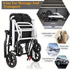 Foldable Hand-Operated Wheelchair, Lightweight Foldable Transportation Large-Sized Wheelchair, Lightweight Foldable Adult Wheelchair, Portable Adult Baby Stroller, Suitable for People, Older Adults, And Adult Travel Use