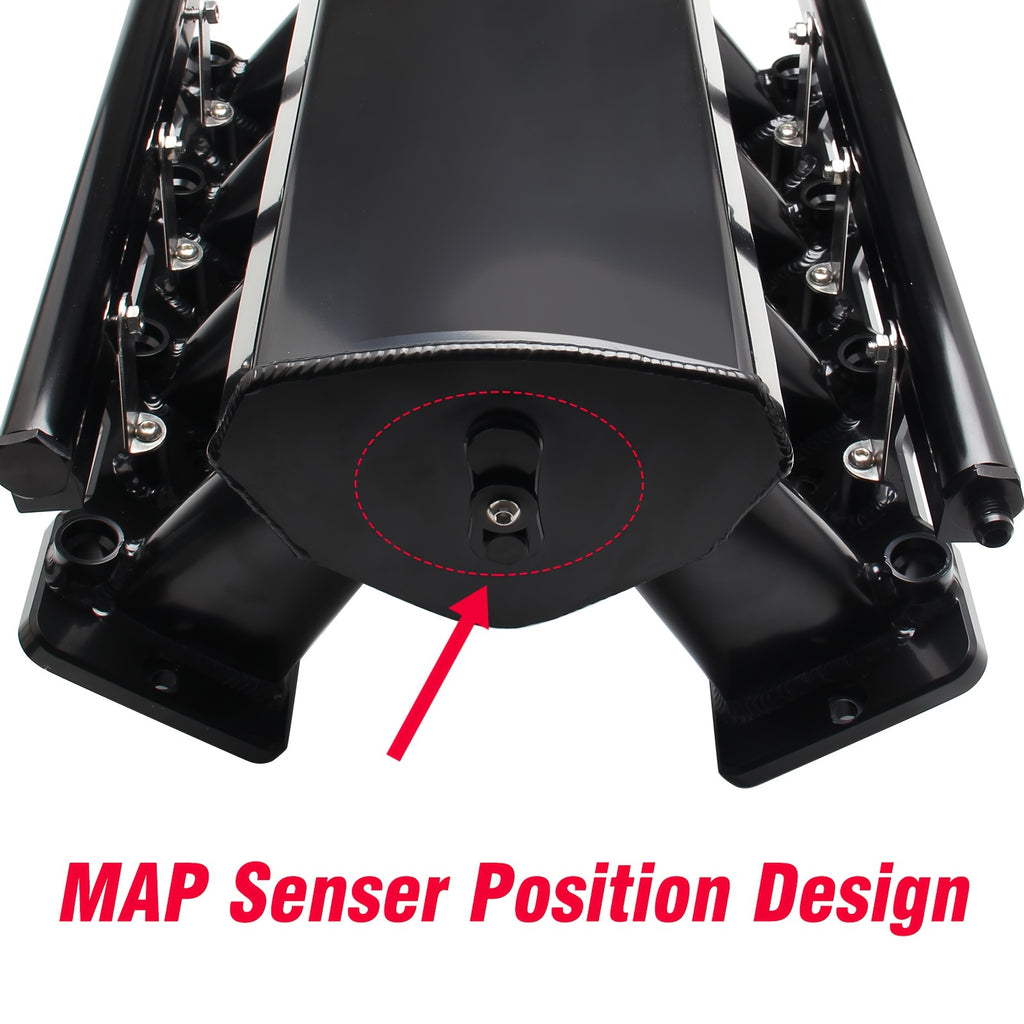 92MM Intake Manifold Kit - Includes Fuel Rail And Throttle Body - 92Mm Throttle Body Made of Sheet Metal - EFI 15° Throttle Opening - Suitable for Chevrolet, for GMC, for Pontiac LS LS1 LS2 LS6 in Black