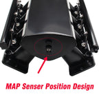92MM Intake Manifold Kit - Includes Fuel Rail And Throttle Body - 92Mm Throttle Body Made of Sheet Metal - EFI 15° Throttle Opening - Suitable for Chevrolet, for GMC, for Pontiac LS LS1 LS2 LS6 in Black