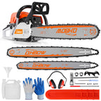 58Cc 2-Stroke Gasoline Chainsaw, Featuring Dual Quick-Switch Bars of 20 Inches And 18 Inches, a Portable Cordless Gasoline Chain Saw Ideal for Felling Trees, Cutting Firewood, Processing Wood, And Trimming Trees