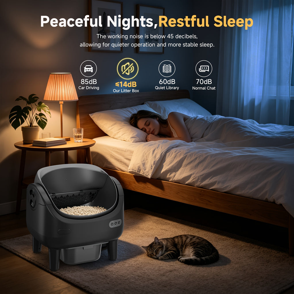 [Smart Self-Cleaning Litter Box] Extra-Large Smart Self-Cleaning Litter Box With Built-In Sensors, Large-Capacity Waste Compartment, 14-Day Automatic Cleaning, Open Design, Ideal For Multi-Cat Households