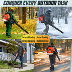 75.6Cc Gas Backpack Leaf Blower 912 CFM 206 MPH 49N, 6.0 HP 2-Cycle Backpack Blowers Gas Powered with Low Vibration, Ergonomic Design, Cruise Control, Commercial-Grade Gas Leaf Blower for Garden Lawn Yard Cleaning, Snow Removal, Gifts for Dad
