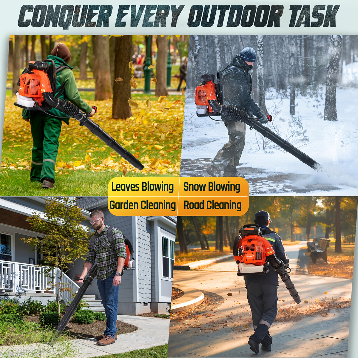 75.6Cc Gas Backpack Leaf Blower 912 CFM 206 MPH 49N, 6.0 HP 2-Cycle Backpack Blowers Gas Powered with Low Vibration, Ergonomic Design, Cruise Control, Commercial-Grade Gas Leaf Blower for Garden Lawn Yard Cleaning, Snow Removal, Gifts for Dad