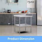 Stainless steel ready-made workbench, commercial heavy-duty workbench and workstation, suitable for metal dining tables in kitchens, restaurants, homes and hotels, with adjustable base frame and waterproof board