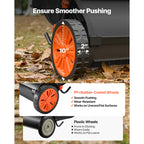 VEVOR Push Lawn Sweeper, 26 in Leaf & Grass Collector with 7 cu. ft. Hopper Bag, Adjustable Brush Height & Spinning Brushes, Heavy Duty Yard Sweeper with Rubber Wheels for Leaves Grass Cleanup