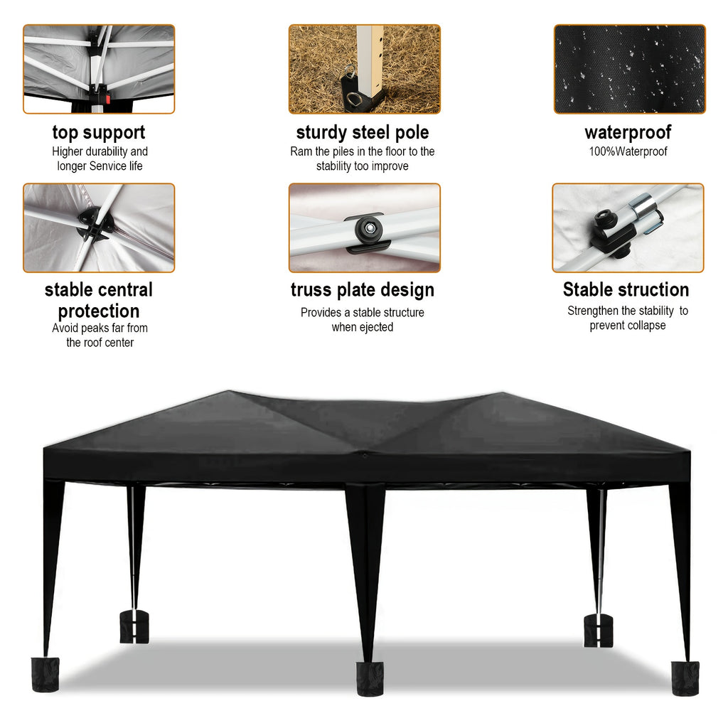 10X20ft Pop Up Wedding Party Tent with 6 Sidewalls, Heavy Duty Commercial Outdoor Canopy All Season Wind & Waterproof Canopy Gazebo with Storage Bag