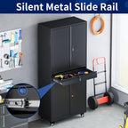 SISESOL Metal Garage Storage Cabinet With Locking Doors And Adjustable Shelves, Rolling Tool Storage Cabinet With 4 Wheels And 1 Drawer - 73" Steel Locking Cabinet For Garage, Warehouse