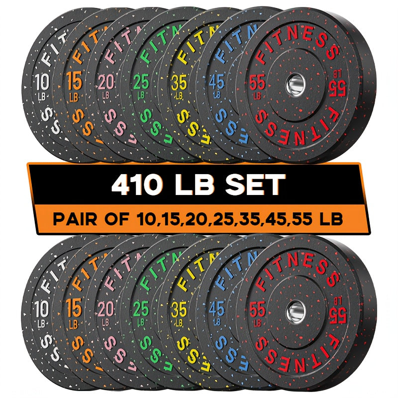 45-650Lbs High Bounce Bumper Plates, 2 Inch Colored Fleck Rubber Weight Plates For Heavy Lifters, Powerlifting, CrossFit, Deadlift, Squat, Home Gym, Strength Workout, For Men, Women, Big Weight Enthusiasts