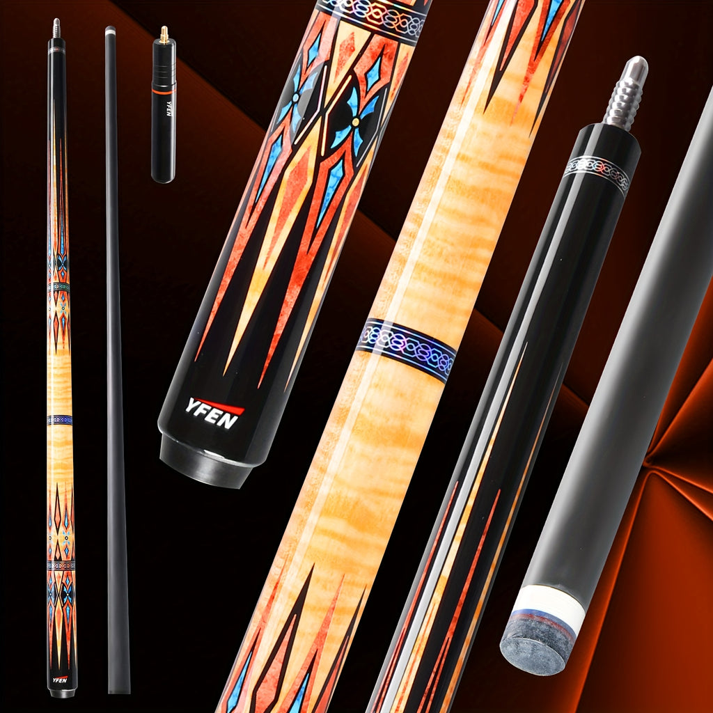 YFEN Carbon Fiber Pool Cue Stick - Professional Billiard Cue with Low Deflection 12.5mm Tip, Pro-Taper Shaft & Canadian Maple Butt, Cue for Competitive Play (//) - Extension Compatible Pool Cues for Pros &