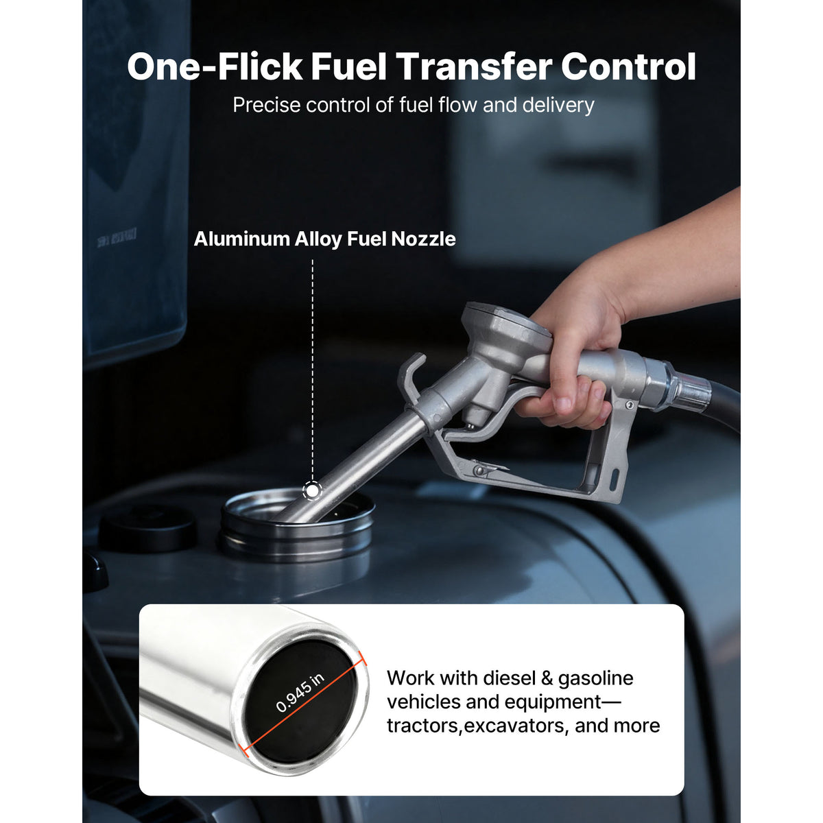 VEVOR Fuel Transfer Pump, 12V DC 15 GPM, Cast Iron Diesel Transfer Pump Kit, with Manual Nozzle, Discharge Hose, Overheat Protection, Power Cable, for Gasoline Diesel Kerosene & More