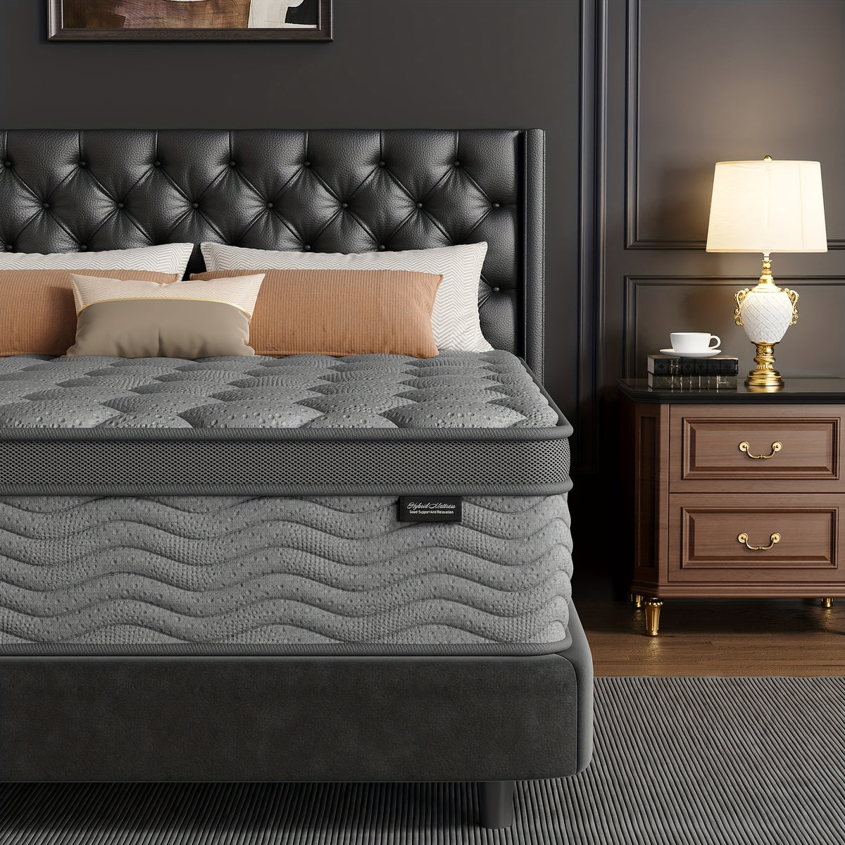8/10/12 Inch Mattress in Twin, Full, Queen, And King Sizes - Ergonomically Designed, Medium Firm Hybrid Mattress, Offering Luxurious Comfort with Pocket Springs, Grey Quilted Cover, Bed Mattresses