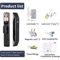 Modern AI Smart Lock with 3D Facial & Fingerprint/Palm Vein Biometric Entry, Keyless Door Lock Suitable for Home/Office, Remote Video Intercom System, Mobile App, Password/Key Entry, Smart Door Lock for Apartments