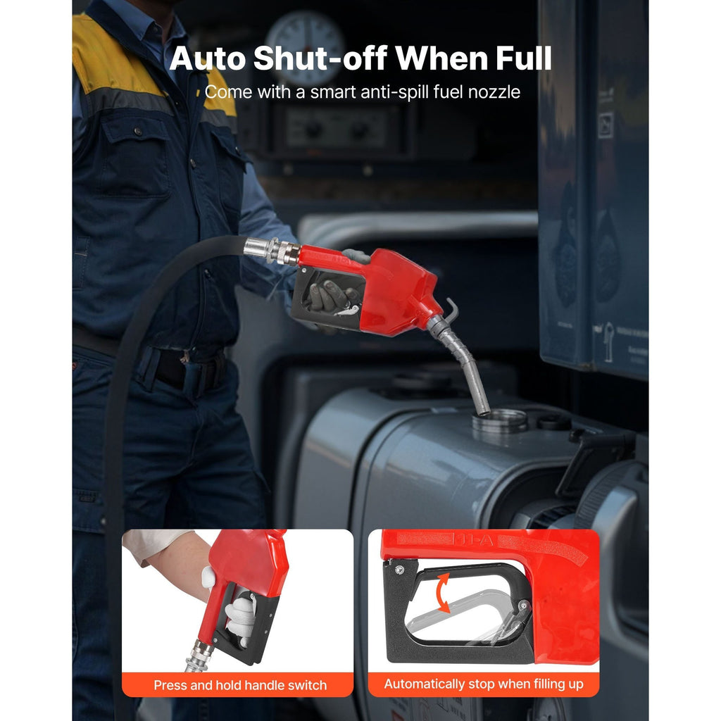 VEVOR Fuel Transfer Pump, 12V DC 10 GPM, Portable Diesel Transfer Pump Kit, with Auto Shut-Off Nozzle, Discharge Hose, Overheat Protection, Power Cable, for Gasoline Diesel Kerosene