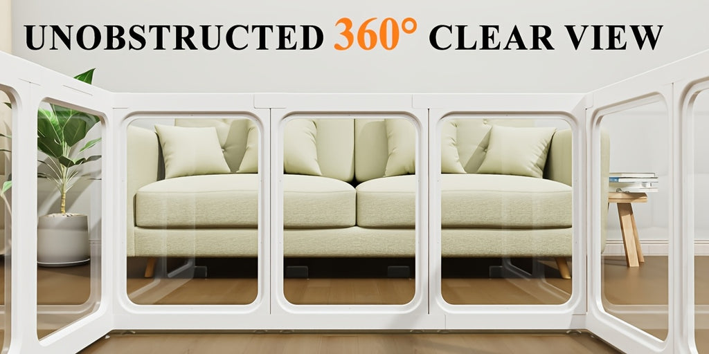 [Acrylic Pet Playpen] Clear Acrylic Dog Playpen With Door, For Puppy Cat Rabbit Transparent Pet Pen, Indoor Dog Playpen, Dog Fence, Easy Assembly And Cleaning Dog Pen For Small To Medium Dogs