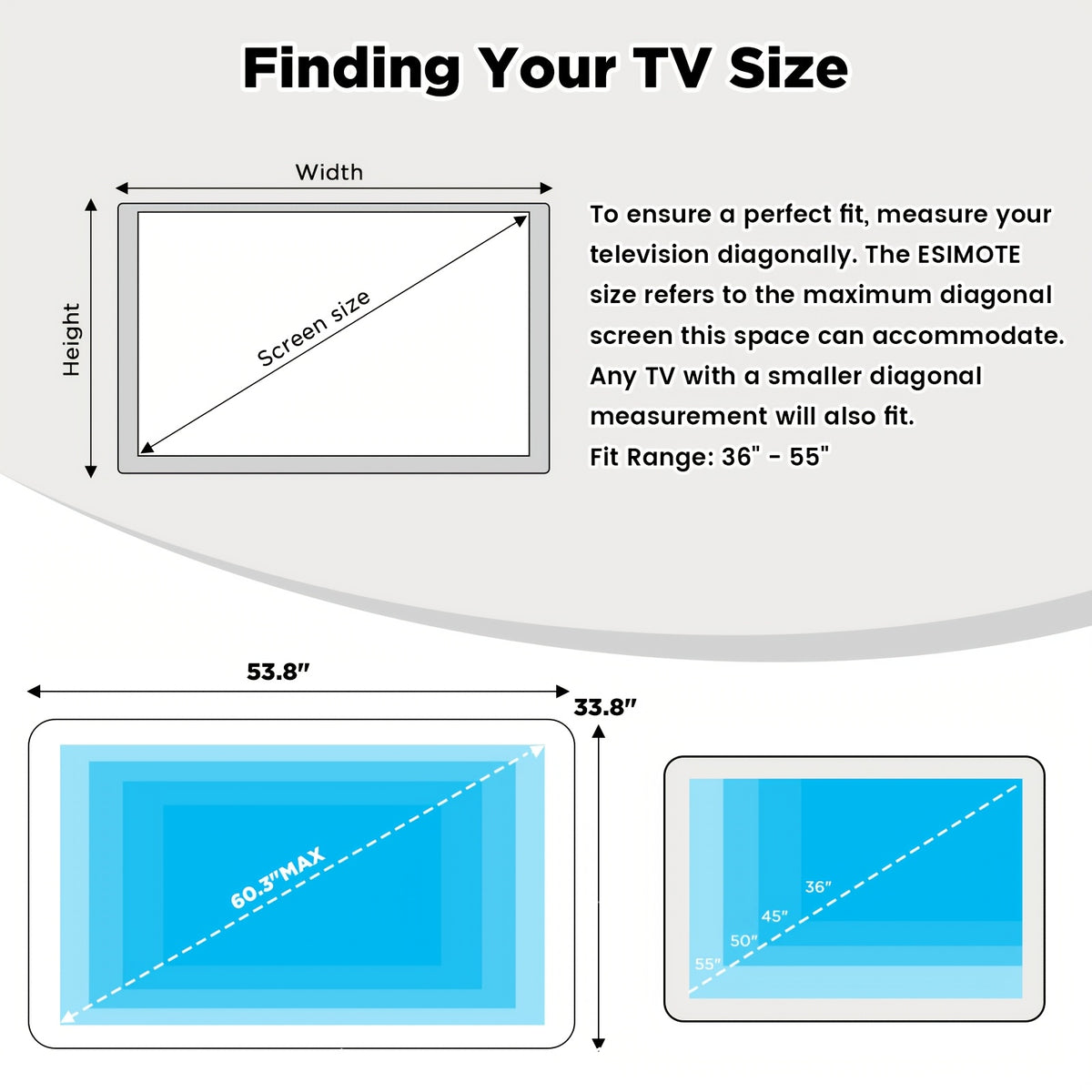 Outdoor TV Cover 55 Inch Weatherproof, Hard Outdoor TV Enclosure with Frosted Plastic, Adjustable TV Wall Mount Bracket Included(36-55inch)