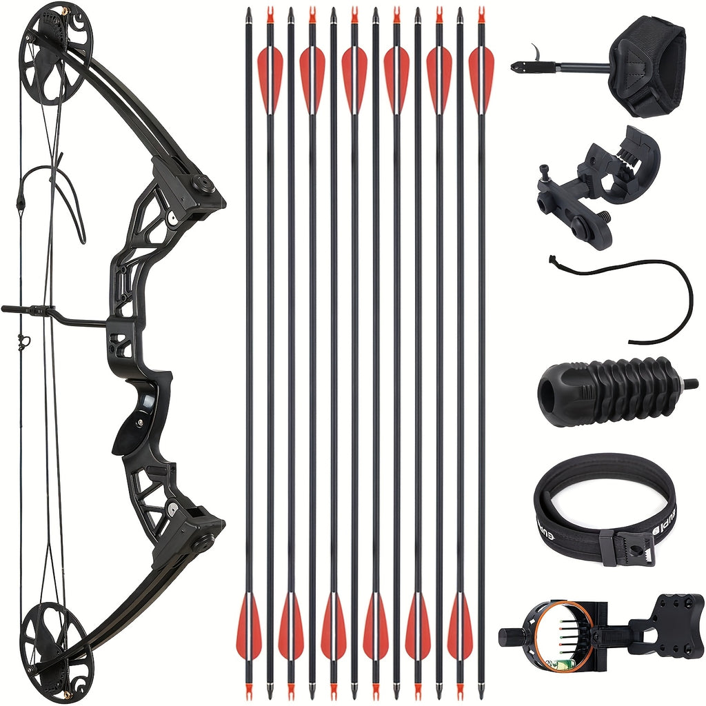 SF Archery Compound Bow Set, 30-70 Lbs Draw Weight Adjustable, 19"-30" Draw Length, Hunting Compound Bow Kit for Adults, Youth, Beginners, Outdoor Shooting, Right Hand