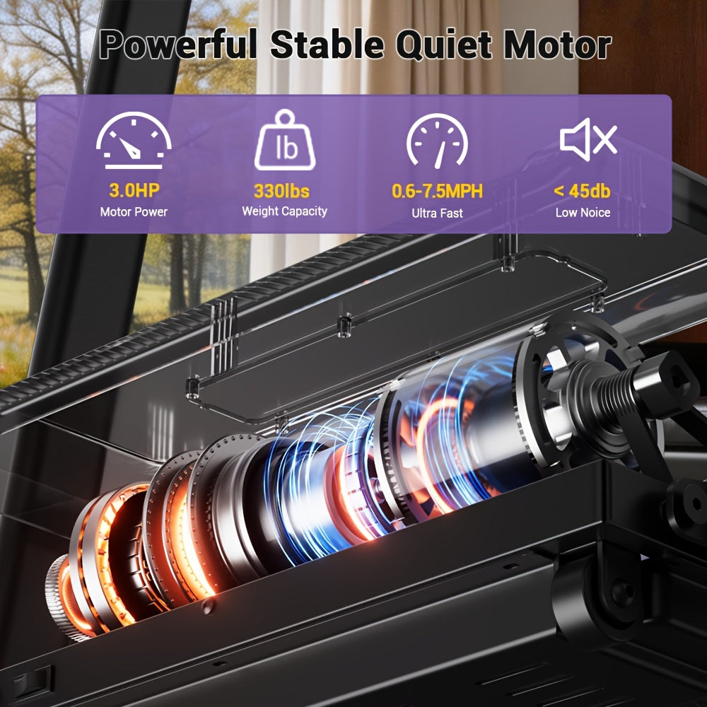 4-In-1 Folding Treadmill with 13% Incline, Portable with Handle, 350 Lbs Capacity for Home And Office, Without Battery