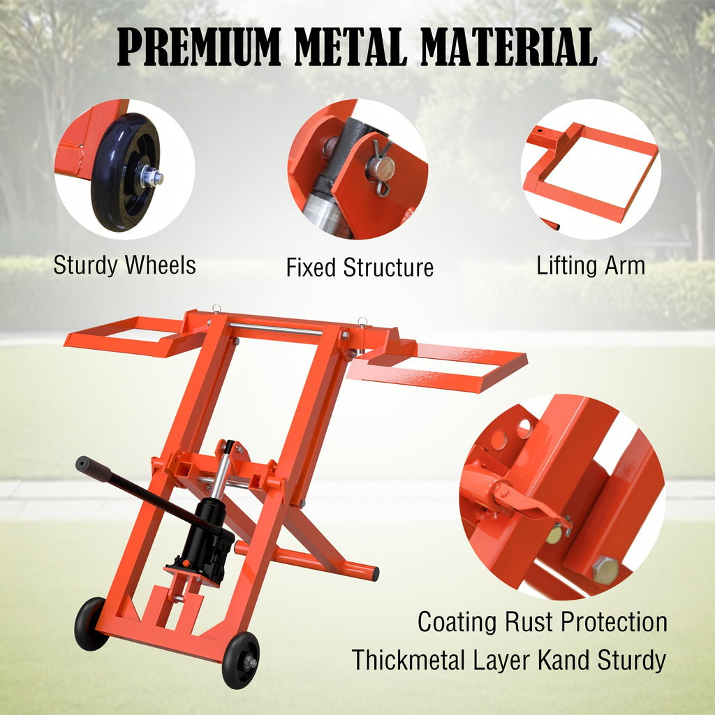 Sturdy 500 Lbs Capacity Lawn Mower Lift Jack - with Hydraulic Jack · Riding Mower Lift Foldable Design | for Zero Turn Mower Lift and Garden Tractors - for Mower Maintenance or Repair
