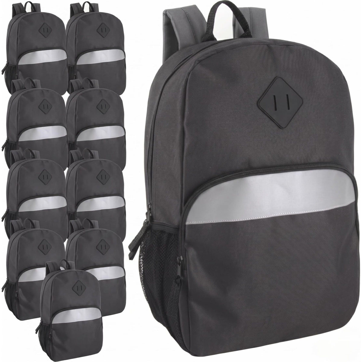 Trailmaker (24 Pack) 17" Backpack – Reflective School Backpack with Padded Straps, Water Bottle Pockets for Kids & Adults, School Travel Camp