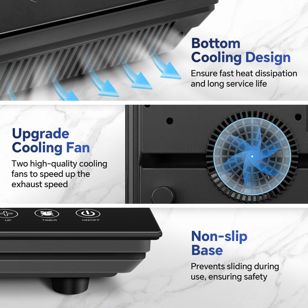 Portable Induction Cooktop 2 Burners, 1800W Double Induction Cooker with 8 Power Settings, 4 Pre-Set Modes, Ultra Thin Design, Sensor Touch Control, Child Safety Lock & Timer, Kitchen Electric Cooktop