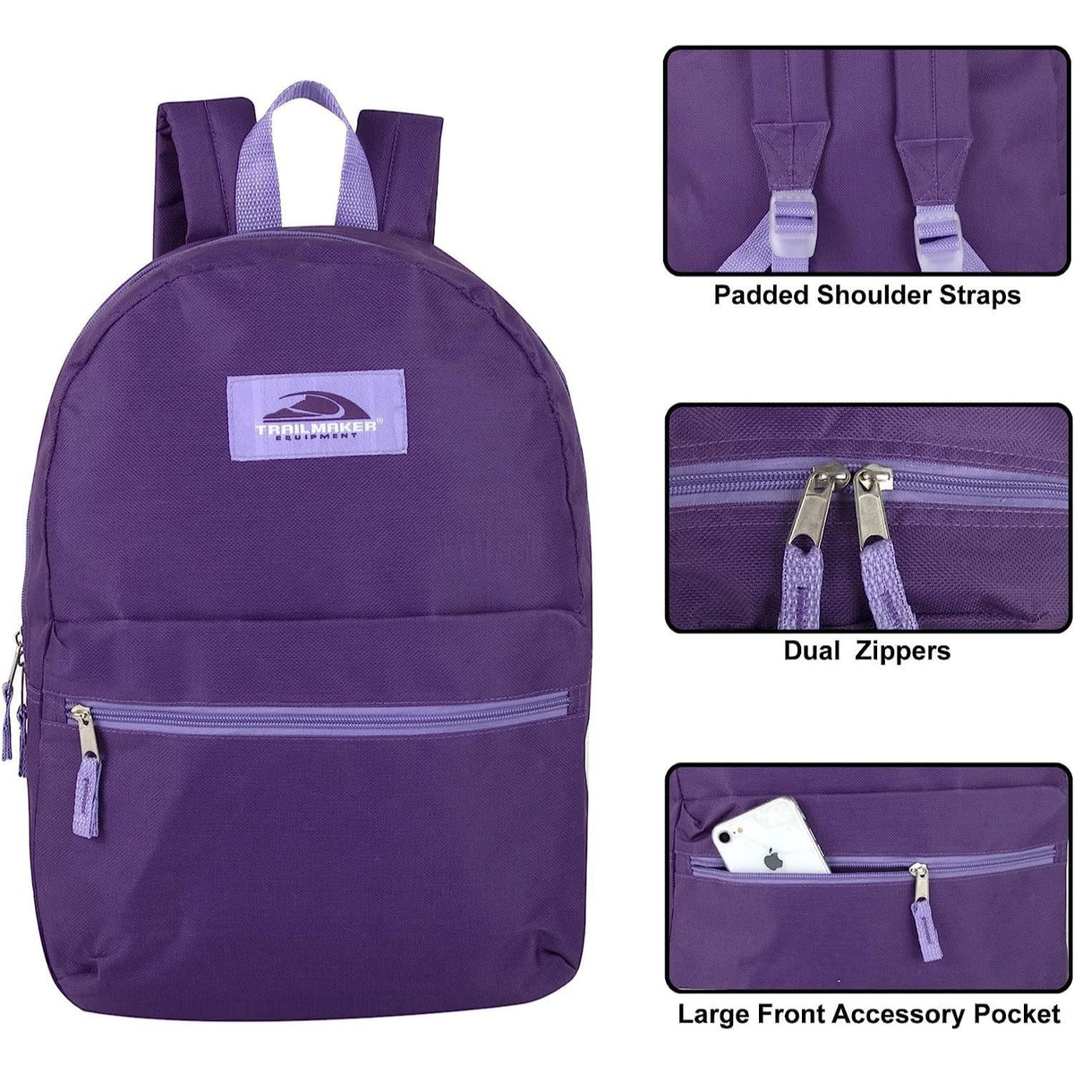 24 Pack of 17”L Classic Traditional Color Backpacks with 20 Piece Stationary Kits Containing 1 Notebook, 1 Folder, 3 Pencils, 3 Pens, 1 Pencil Sharpener, 2 Erasers & More!