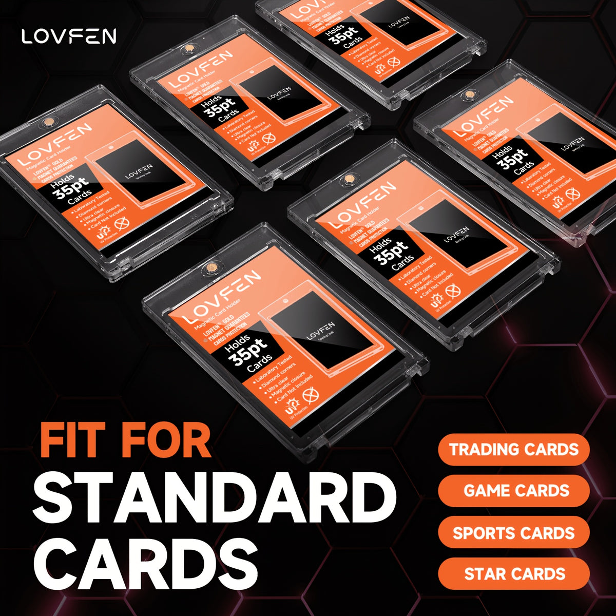 LOVFEN 400ct Magnetic Card Holder for Trading Cards, 35pt One Touch Card Holder, Card Protectors Hard Plastic, Magnetic Card Case for Sports Card, Baseball Card Holders, Display Case for Standard Cards