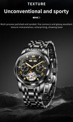 OLEVS Men's Mechanical Watch — Automatic Stainless Steel Wristwatch with Luminous Dual-Calendar Large Dial