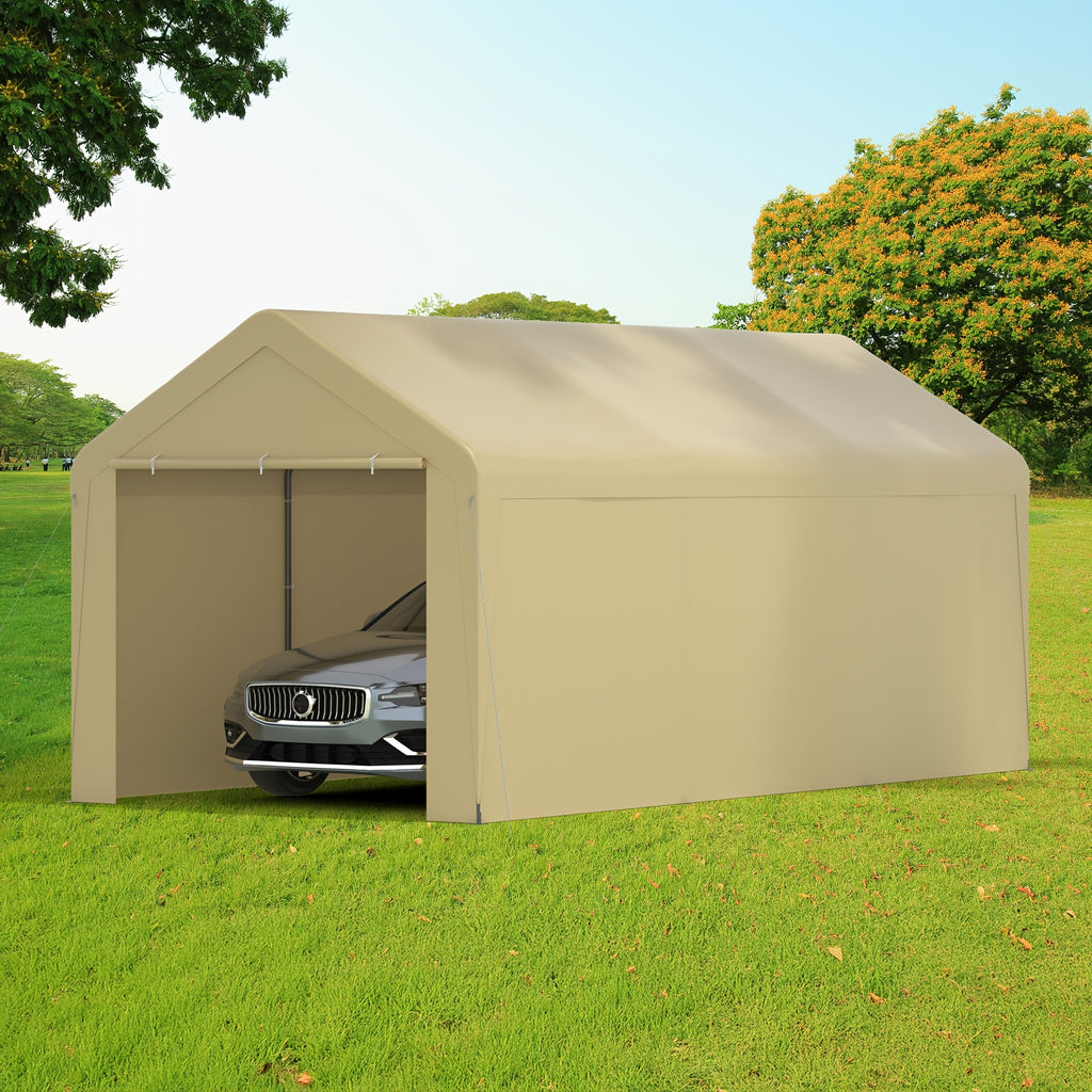 Carport 10X20 Ft Canopy Steel Canopy Storage Shed, Portable Garage Party Tent, Portable Garage with Removable Sidewalls And Doors All-Season Tarp for Carport, Parties, Weddings
