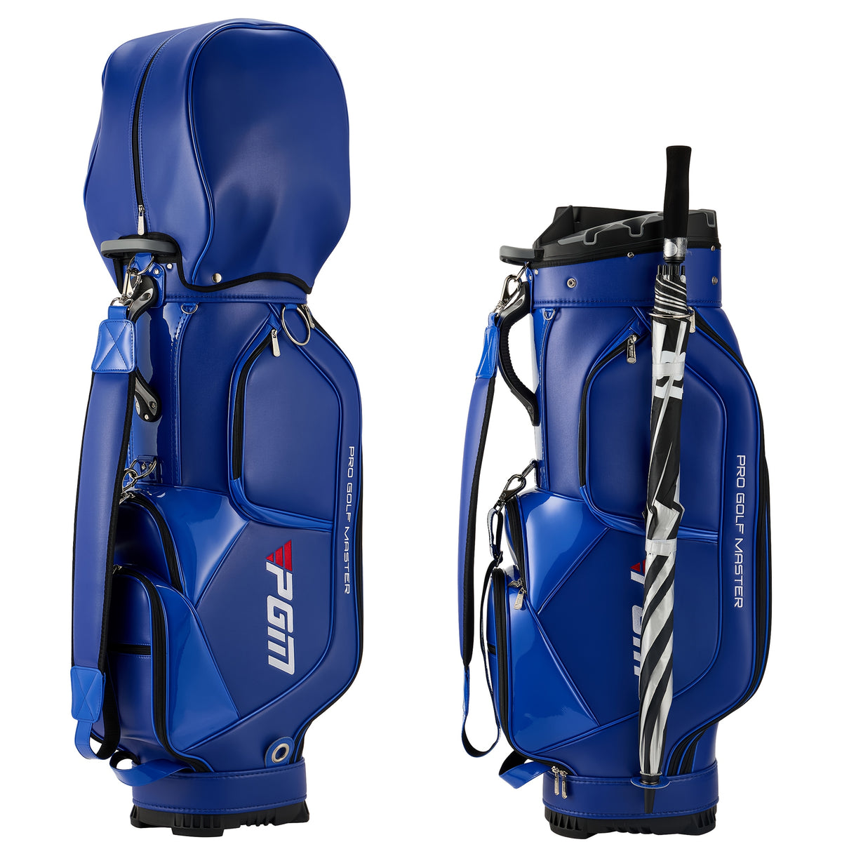 PGM Golf Cart Bag With 14 Way Organizer Divider Top, Premium Cart Bag With Handles And Rain Cover For Men/Blue